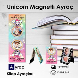 Unicorn Temalı Resimli Magnetli Kitap Ayracı