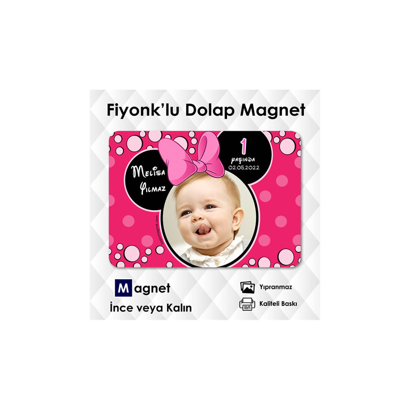 Fiyonk'lu Kız Bebek Ve Çocuklar İçin Dolap Magneti