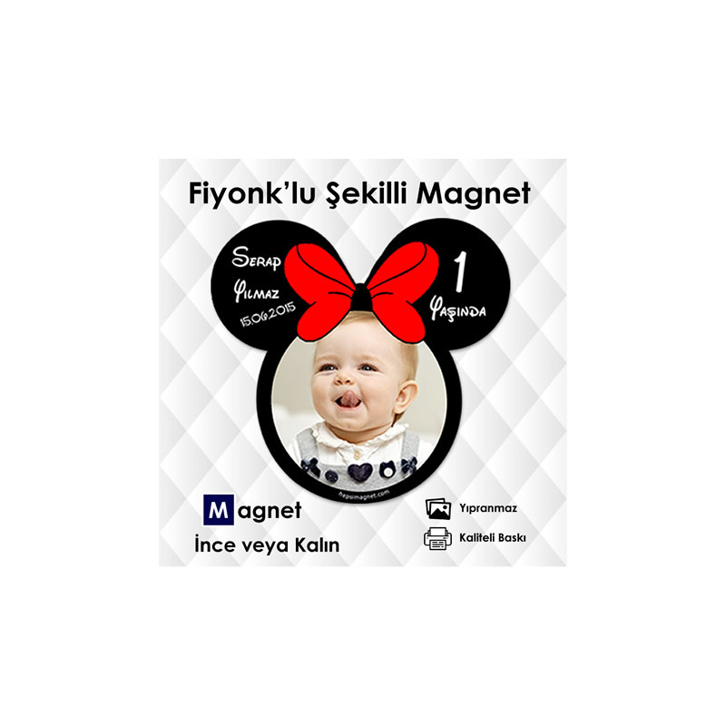 Kırmızı Kurdelalı Fiyonk'lu Özel Kesim Magnet