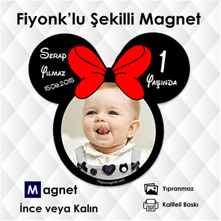 Kırmızı Kurdelalı Fiyonk'lu Özel Kesim Magnet