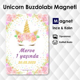 Unicorn Temalı Resimsiz Doğumgünü Magneti