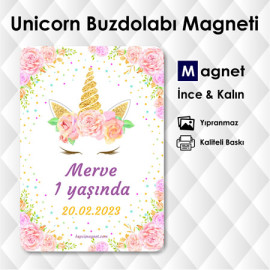 Unicorn Temalı Resimsiz Doğumgünü Magneti