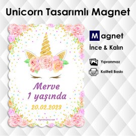 Petit Kesim Unicorn Doğumgünü Magneti