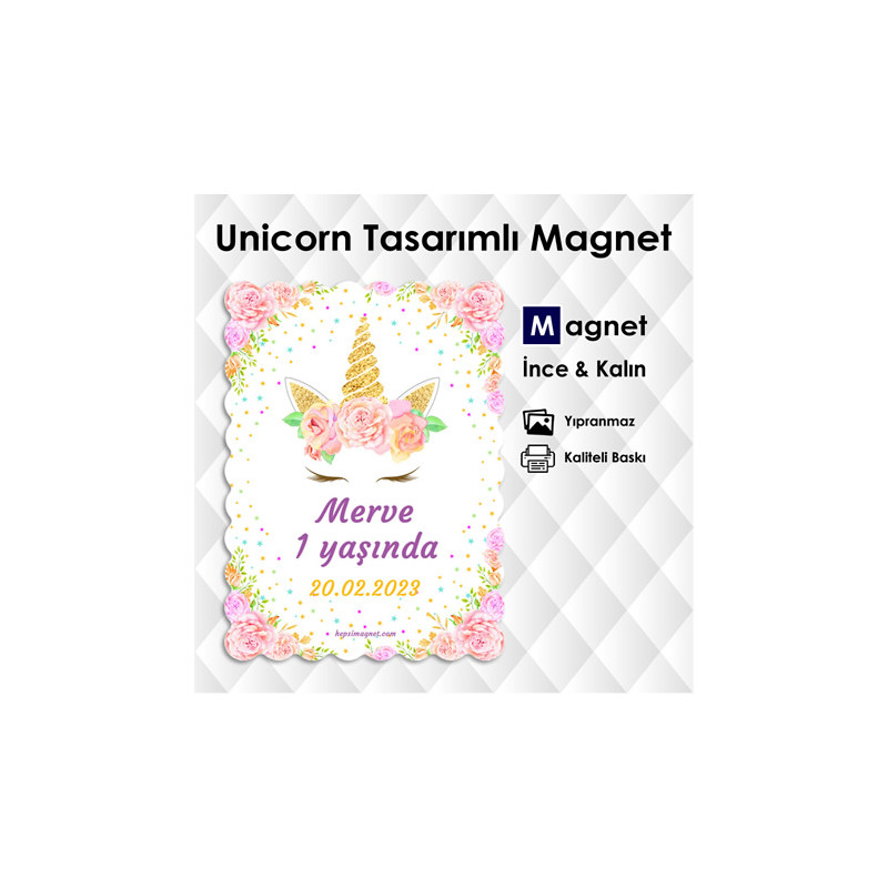 Petit Kesim Unicorn Doğumgünü Magneti