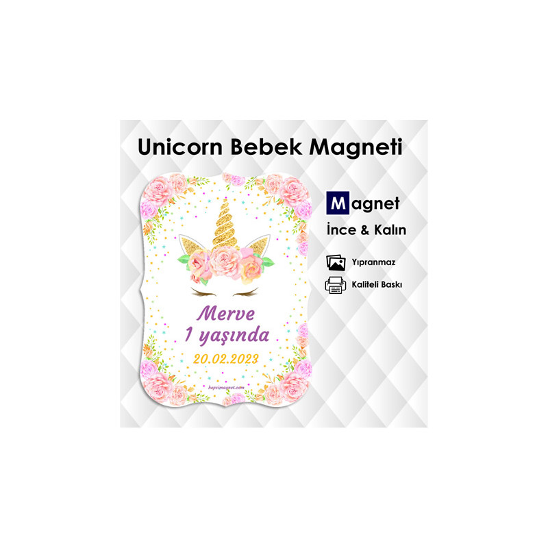 Dalgalı Kesim Unicorn Magnet