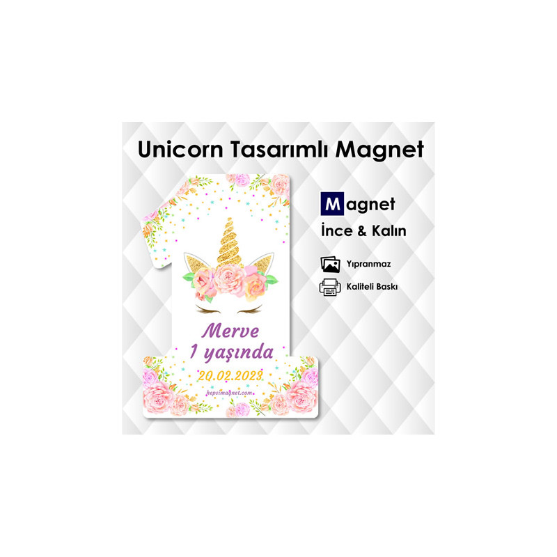 1 Şekilli Unicorn Doğum Günü Süsleri