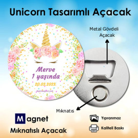 Unicorn Konsept Doğum Günü Açacak Magnet