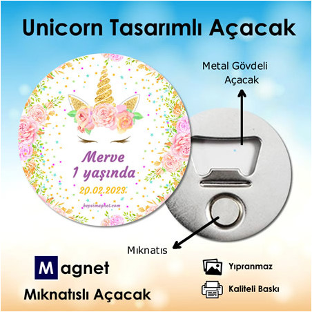 Unicorn Konsept Doğum Günü Açacak Magnet