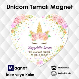 Kalp Şekilli Unicorn Süsleme Temalı Magnet