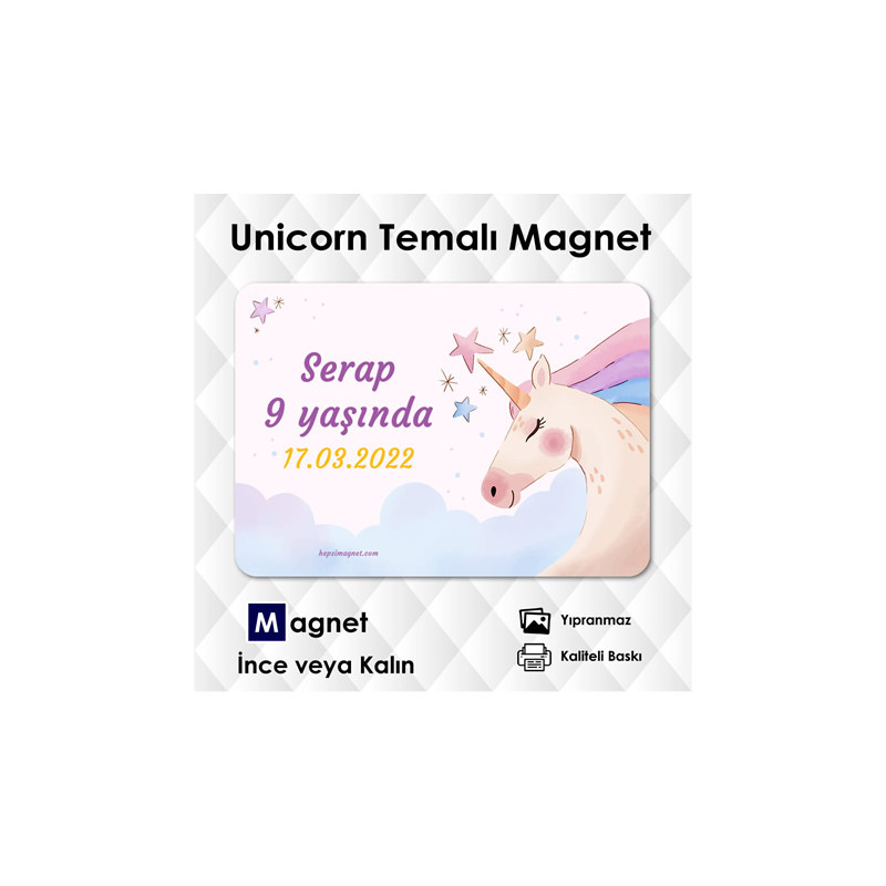 Doğum Günü Konsepti Unicorn Magneti