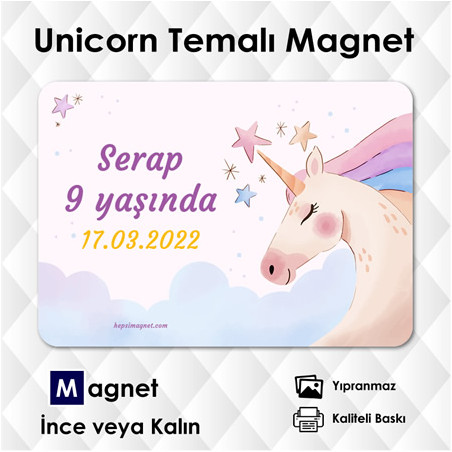 Doğum Günü Konsepti Unicorn Magneti