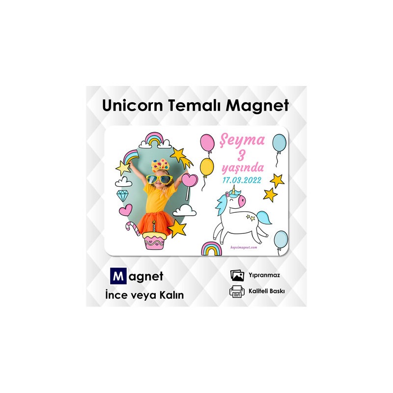 Kız Bebek ve Çocuklar İçin Unicornlu Magnet