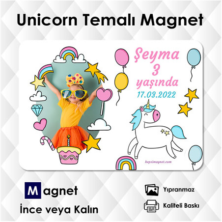 Kız Bebek ve Çocuklar İçin Unicornlu Magnet