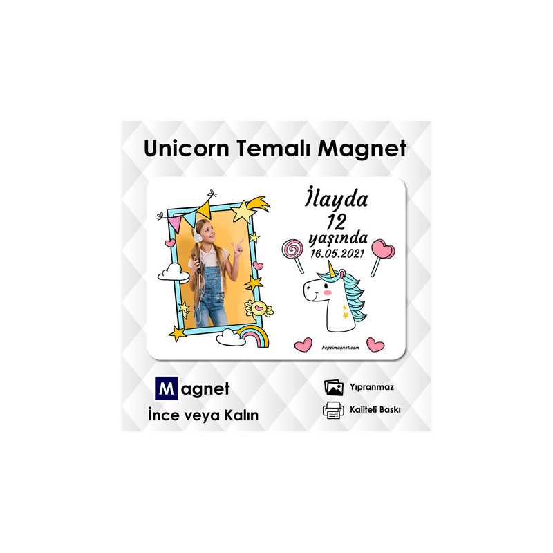 Unicorn Resimli Magnet