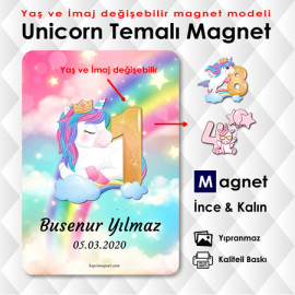 Yaş ve İmaj Değişebilir Unicorn Temalı Magnet