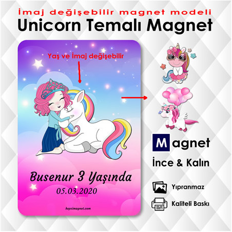 İmaj Değişebilir Unicorn Temalı Parti Magneti