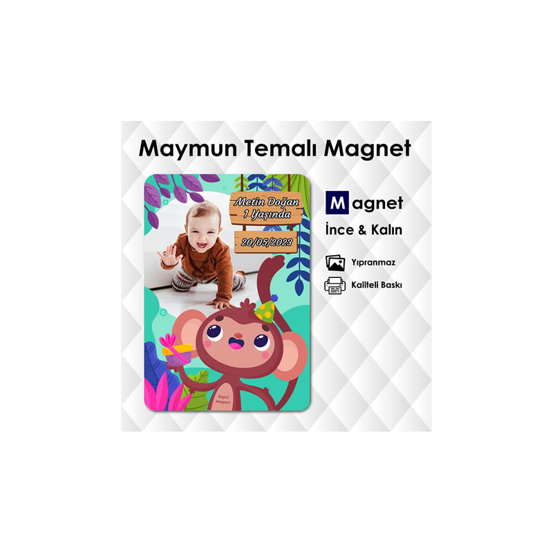 Sevimli Maymun Temalı Safarili Magnet