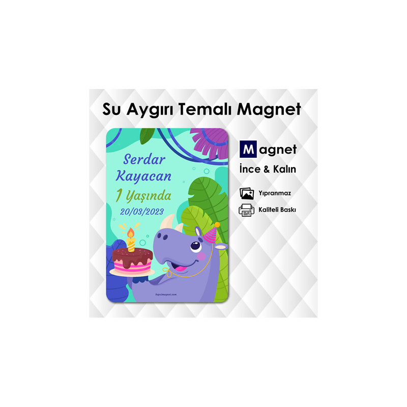 Sevimli Su Aygırı Temalı Safari Magnet
