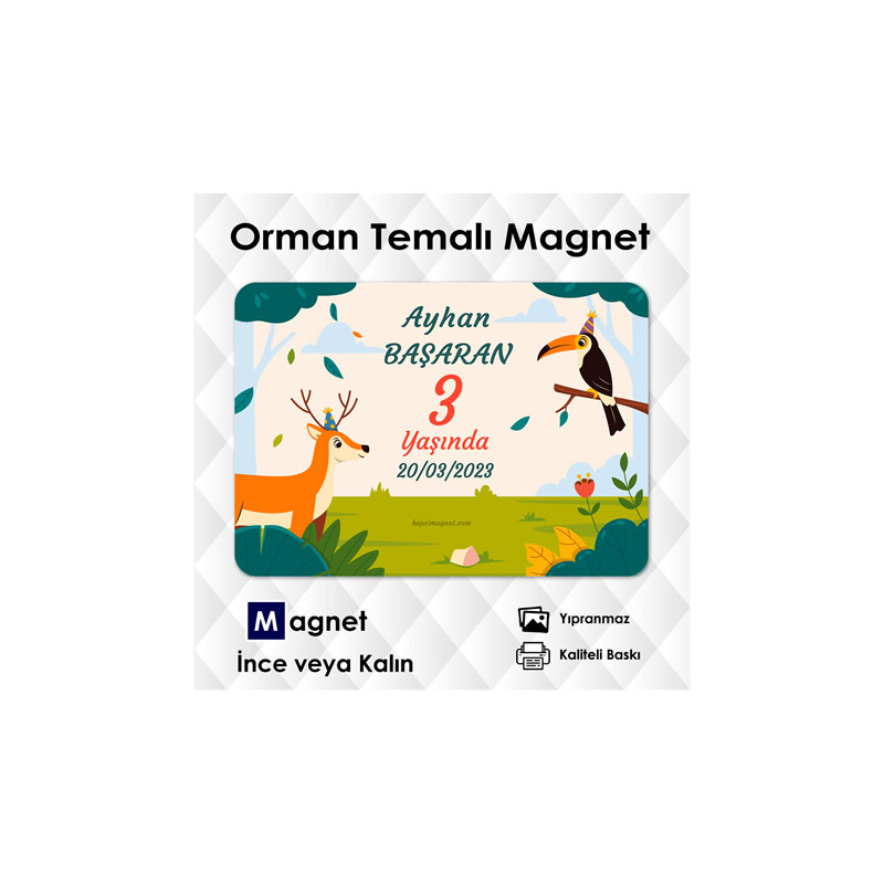 Geyik ve Tukan Kuşu Orman Temalı Magnet