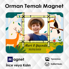 Tukan Kuşu ve Geyik Orman Temalı Resimli Magnet