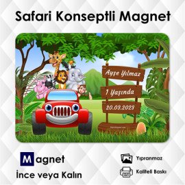 Safari Temalı 1 Yaş Doğum Günü Magneti