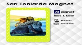 Sarı Tonlarda Puantiyeli Dolap Magneti Fotoğraflı Model