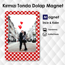 Kırmızı Tonda Resimli Renkli Magnetler