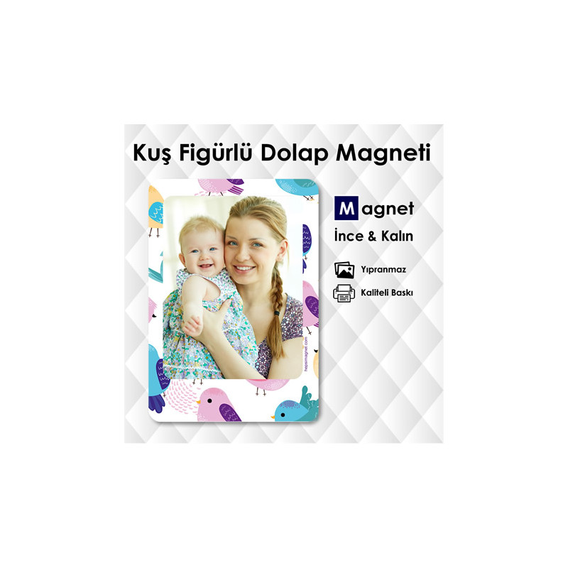 Kuş Figürlü Buzdolabı Magneti Resimli Model
