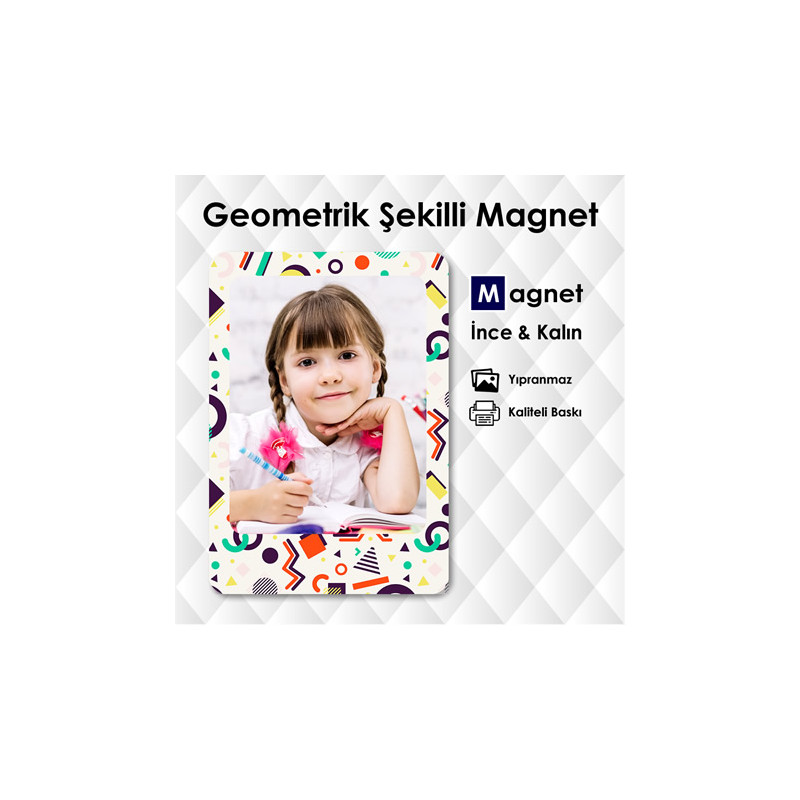 Geometrik Desenli Fotoğraf Magnet