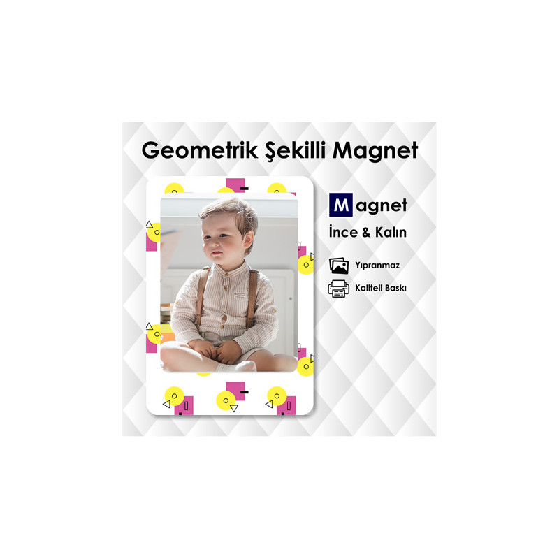 Geometrik Tasarımlı Fotoğraflı Magnet