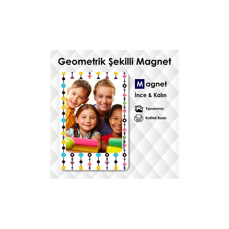 Geometrik Tasarımlı Buzdolabı Süsü Resimli Magnet