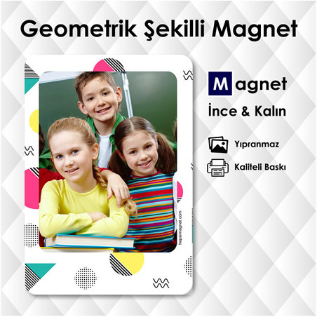 Geometrik Desenli Çerçeveli Resimli Magnet