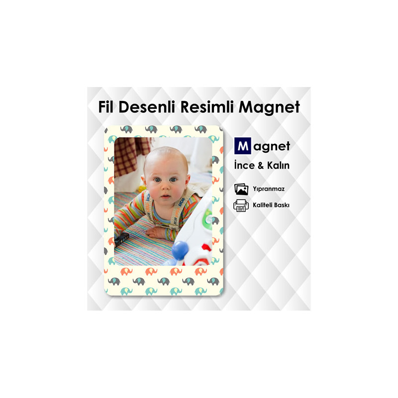 Fil Desenli Buzdolabı Süsü Bebek Magnet