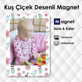 Kuş Çiçek Desenli Magnetli Bebek Süsleri