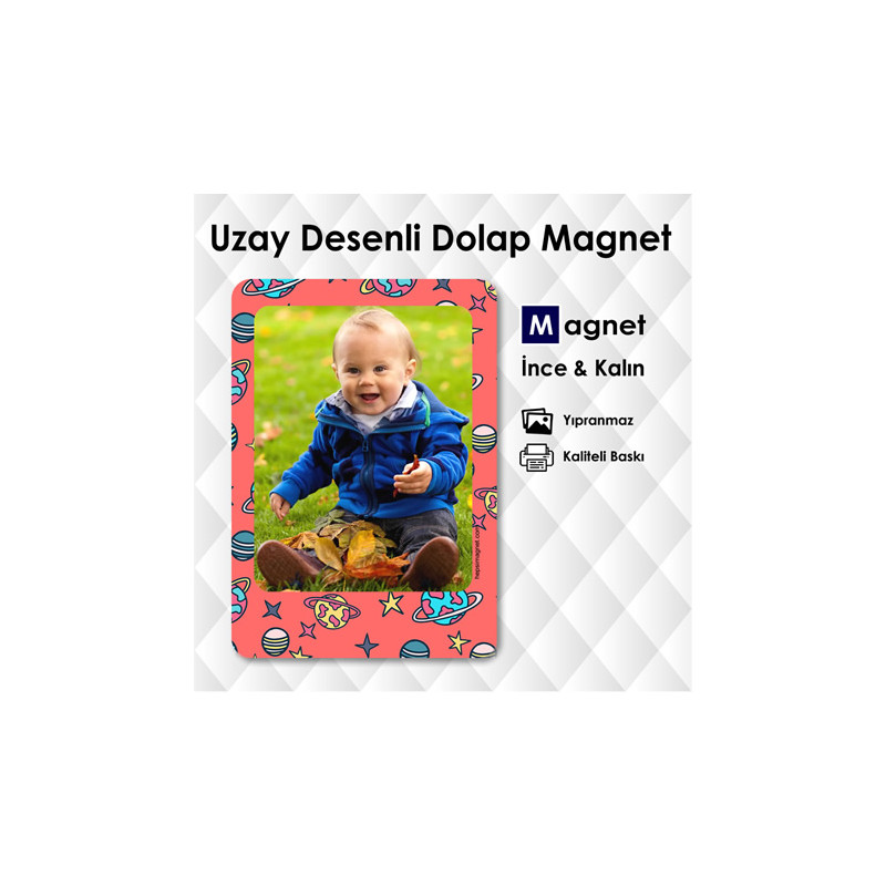 Uzay Tasarımlı Resimli Magnet Doğum Günü Süsleri