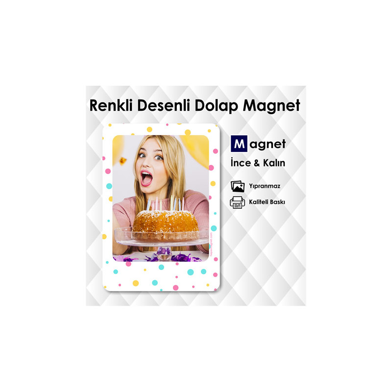 Renkli Desenli Fotoğraflı Buzdolabı Süsü