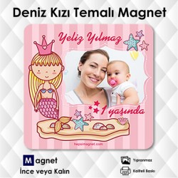 Deniz Kızı Temalı Resimli Kare Magnet