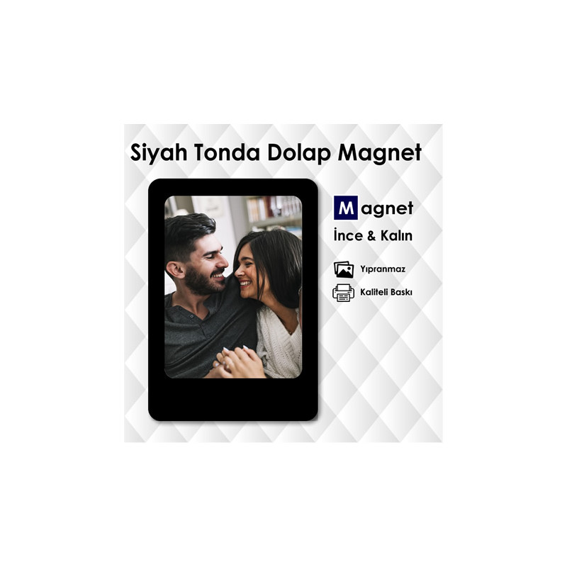 Siyah Renk Fotoğraflı Buzdolabı Süsü