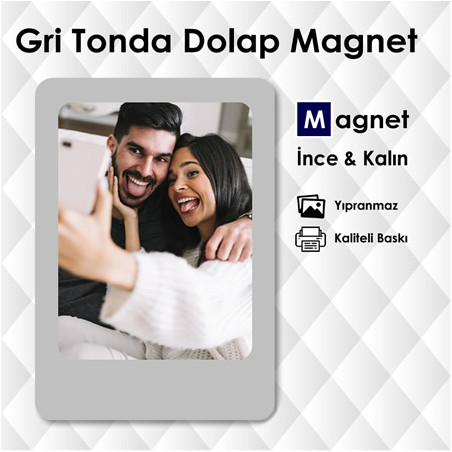 Gri Renk Resimli Buzdolabı Süsleri