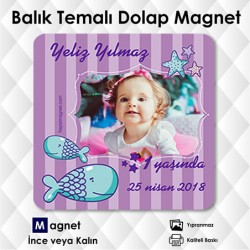 Balık Temalı Fotoğaflı Kare Magnet