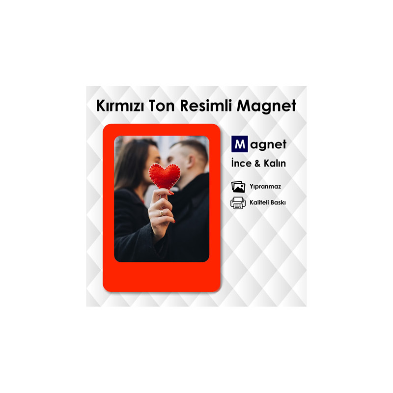 Kırmızı Tonda Dolap Süsleme Magneti