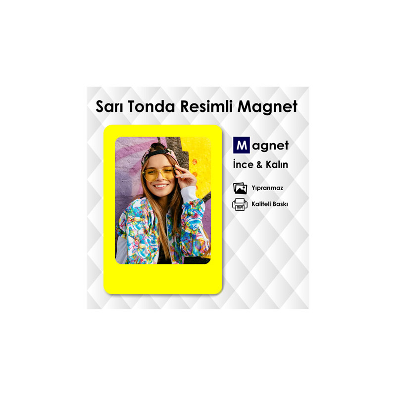 Sarı Tonda Resimli Dolap Magnetleri