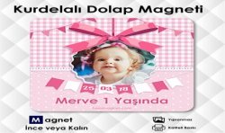 Fotoğraflı Kurdelalı Kare Magnet