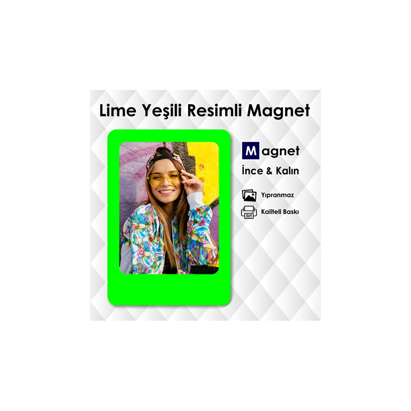 Lime / Elektrik Yeşili Dolap Üstü Süs Magnet