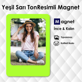 Yeşil Sarı Süs Mutfak Dolabı Resimli Magnet