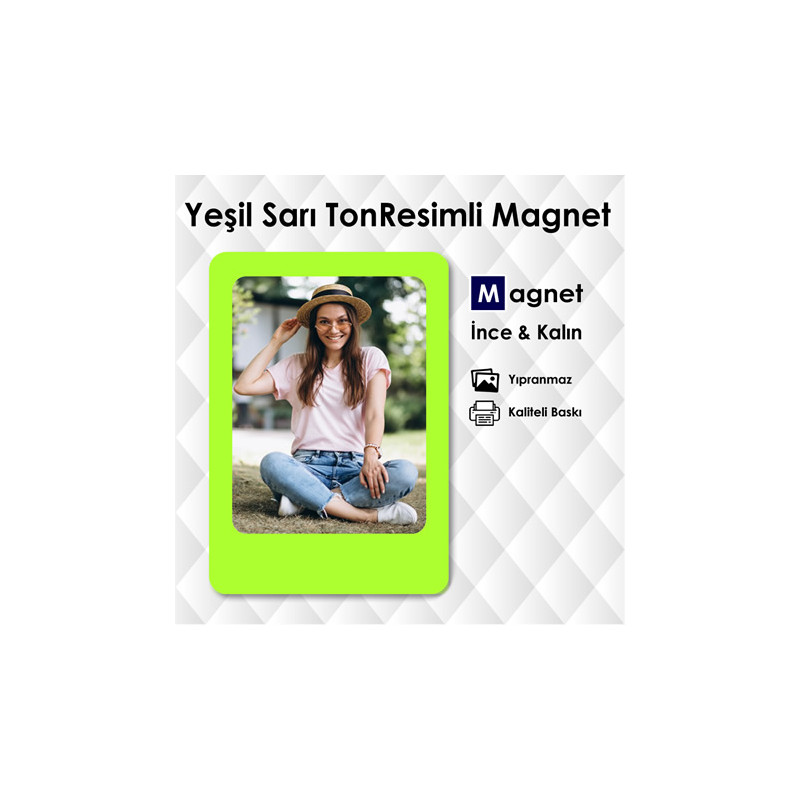 Yeşil Sarı Süs Mutfak Dolabı Resimli Magnet