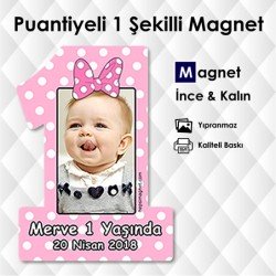 1 Şeklinde Fiyonklu Puantiyeli 1 Yaş Magneti