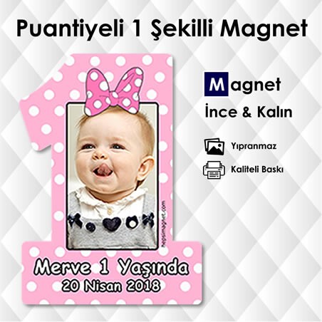 1 Şeklinde Fiyonklu Puantiyeli 1 Yaş Magneti