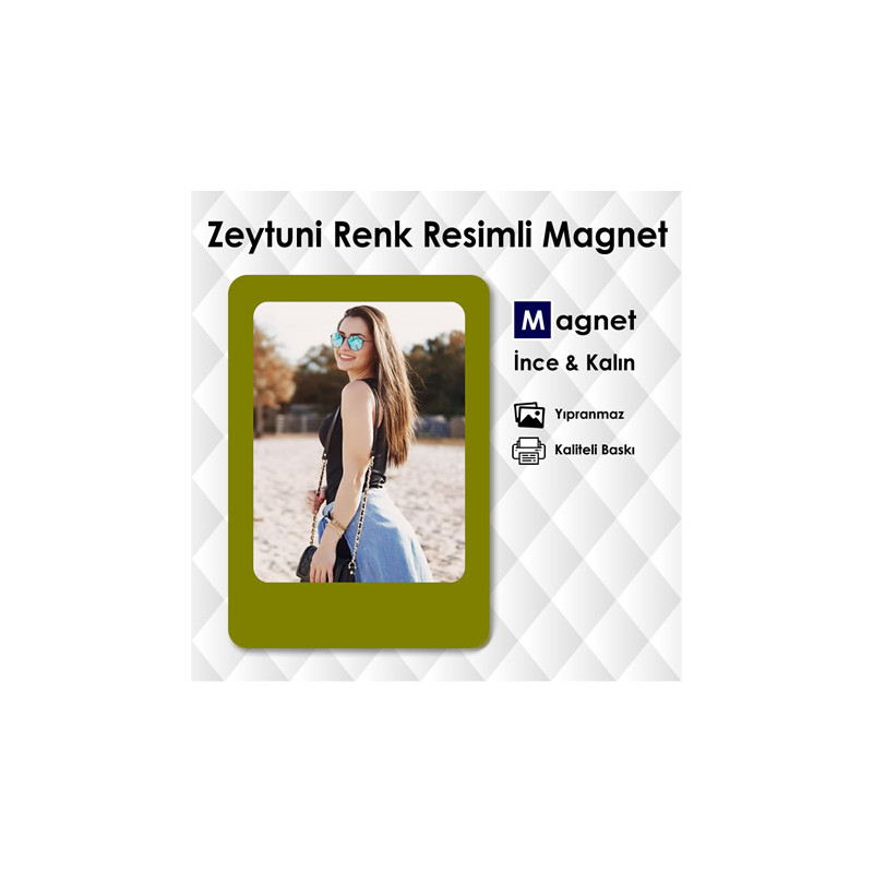 Zeytuni Renk Resimli Magnet Hediyelik