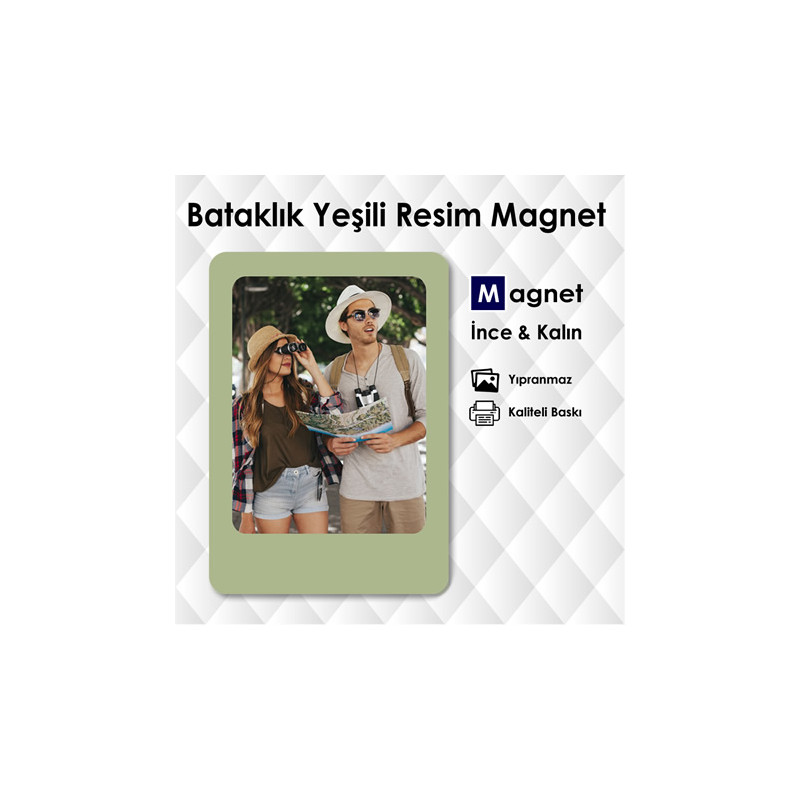 Bataklık Yeşili Buzdolabı Magneti Fotoğraf lı Model